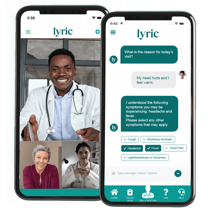Lyric Health app — 24/7 virtual urgent care and online mental health counseling